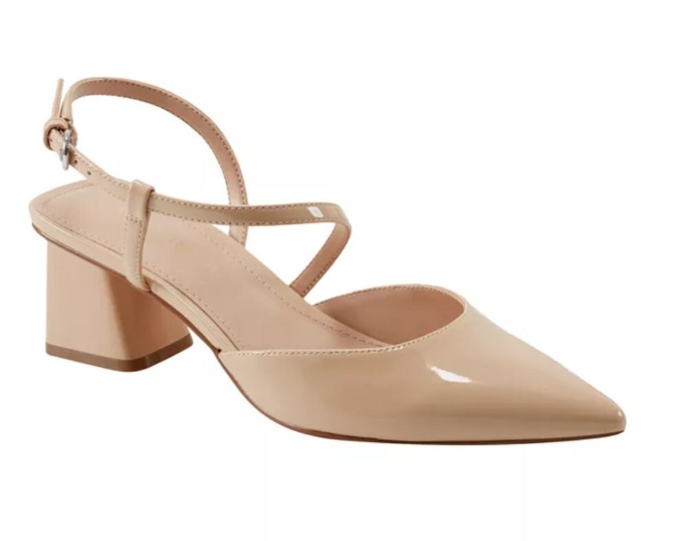 Marc Fisher Shoes Women's Size 9.5 Beige Mt LOYA Slingback Block Heels Dressy